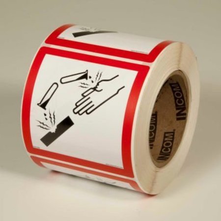 TOP TAPE AND LABEL INCOM® GHS1260 GHS "Corrosive" Pictogram Label, 4" x 4", 500/Roll GHS¬†1260.00